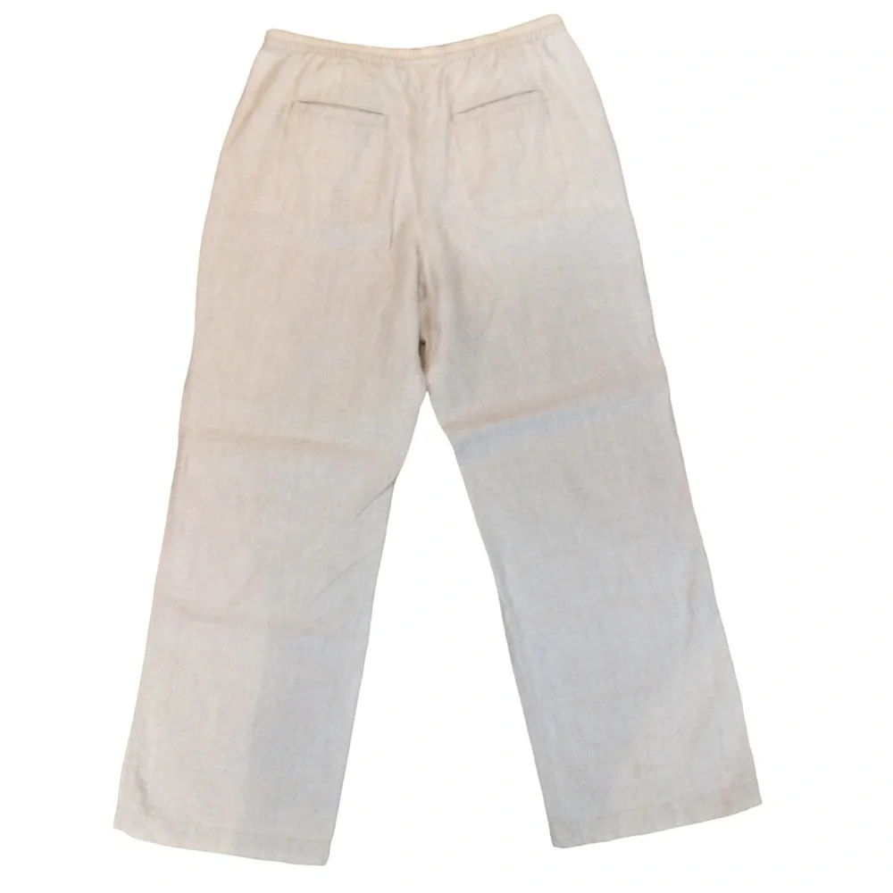 L.L.Bean Beige Wide Legged Linen Pants Size 12 - Picture 3 of 11